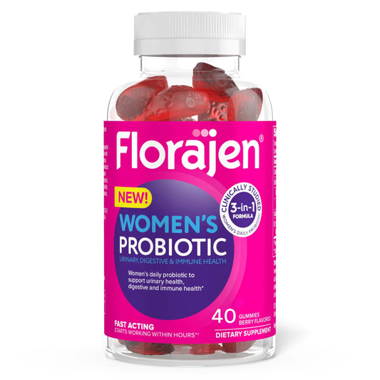 Florajen Womens Probiotic Daily Gummies for Urinary Health Immune Support and Digestive Supplement 40 Gummies
